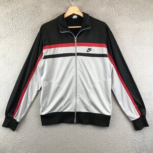 Vintage 80s Nike Full Zip Track Jacket, ColorBlock Silver/Black, Men’s L, Japan